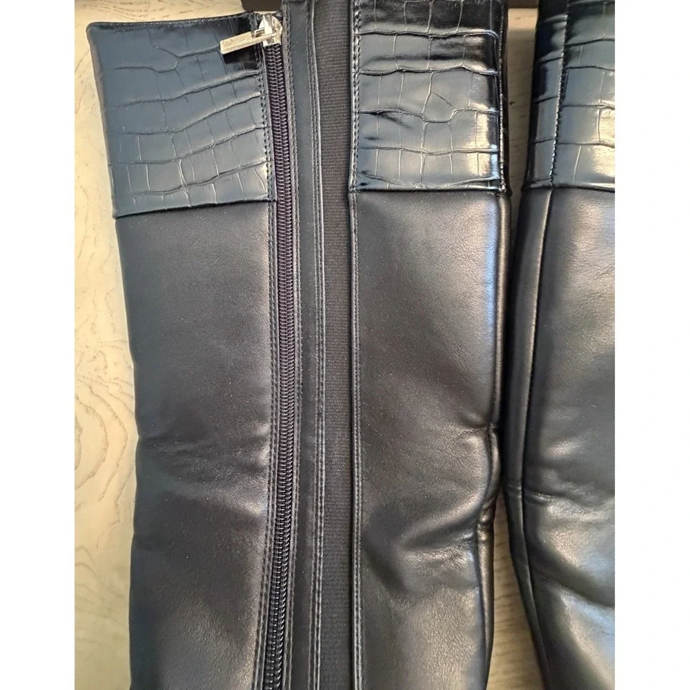 Leather Like Knee high riding boots jones new york Minnella boots, croc embossed